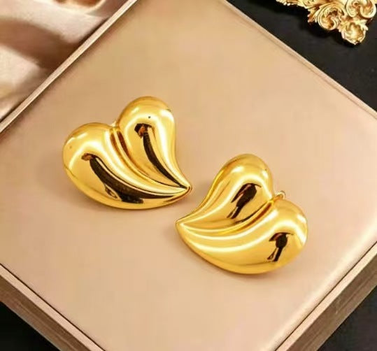 Vintage Stainless Steel Gold Unique Design Earrings