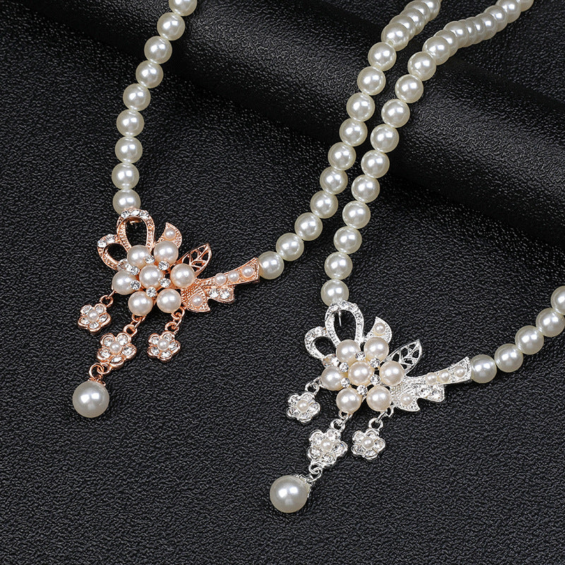 Fashion Pearl Flower Suite Female Alloy Jewelry Set