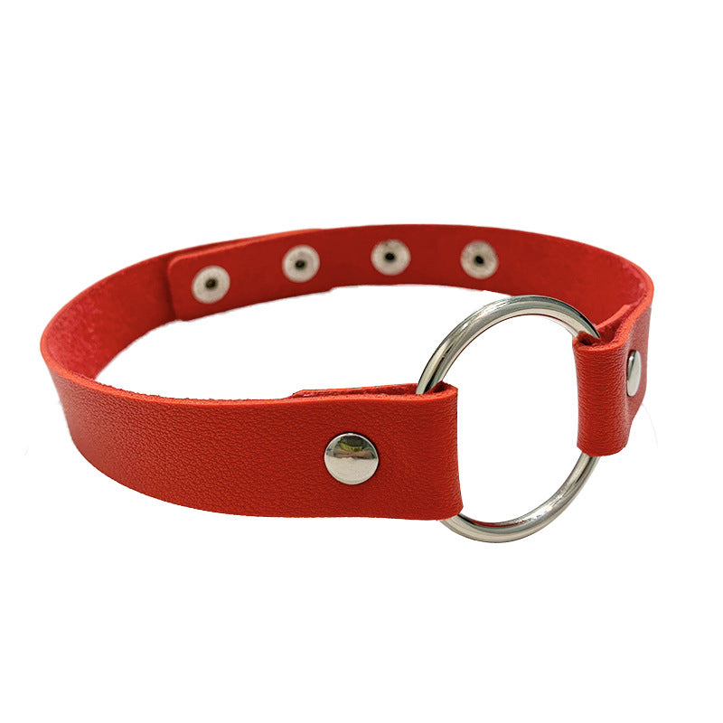 Rock Street Shooting Nightclub Leather Round Necklet Collar