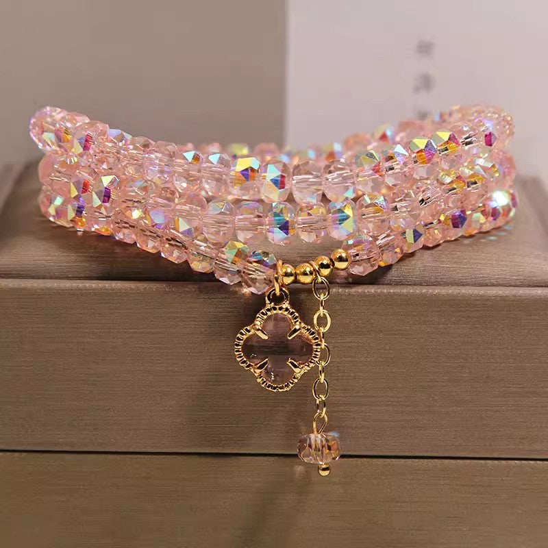 Women's Citrine Abacus Beads Light Luxury Minority Exquisite Four-leaf Clover Money Bracelets