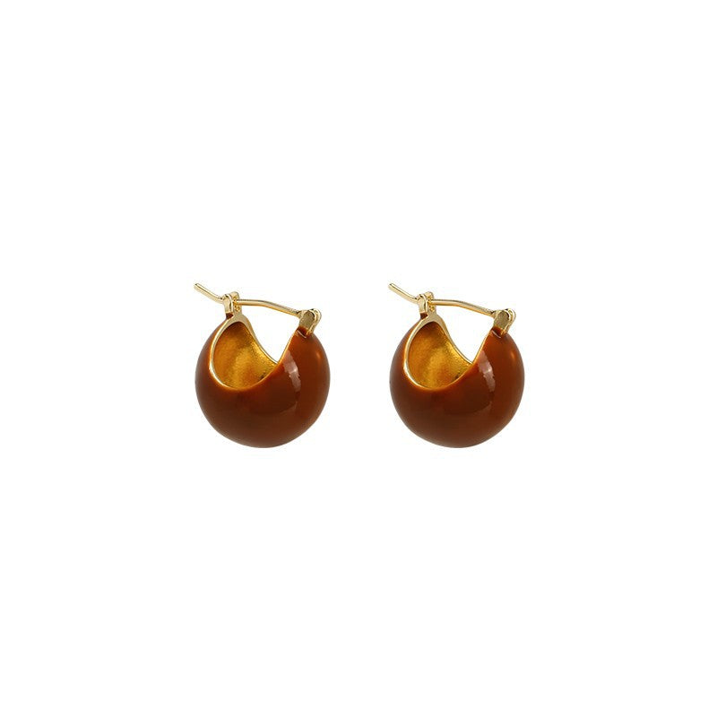 Women's Hollow Caramel Ball Drop Glazed Fashionable Niche Design Rings