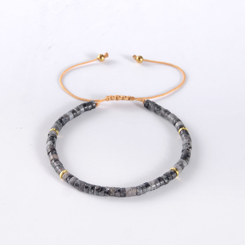 Women's & Men's Natural Stone Spacer Beads Hand Weaving Bracelet