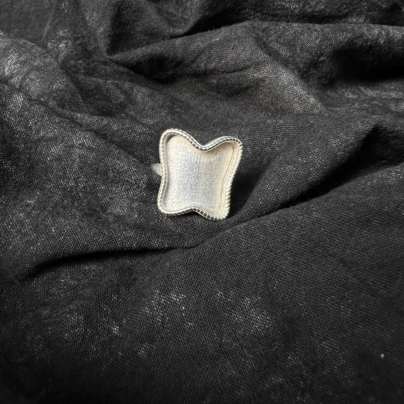 Distressed Ethnic Style Handmade Old Sier Miao Ring