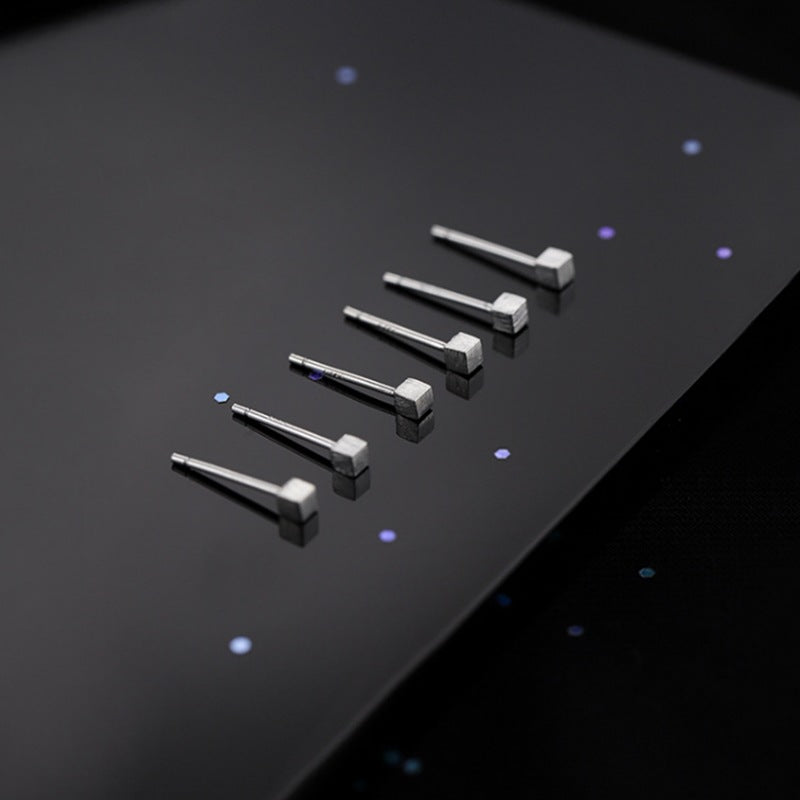 Women's & Men's Sterling Sier Cube Small Ear Trendy Stud Earrings