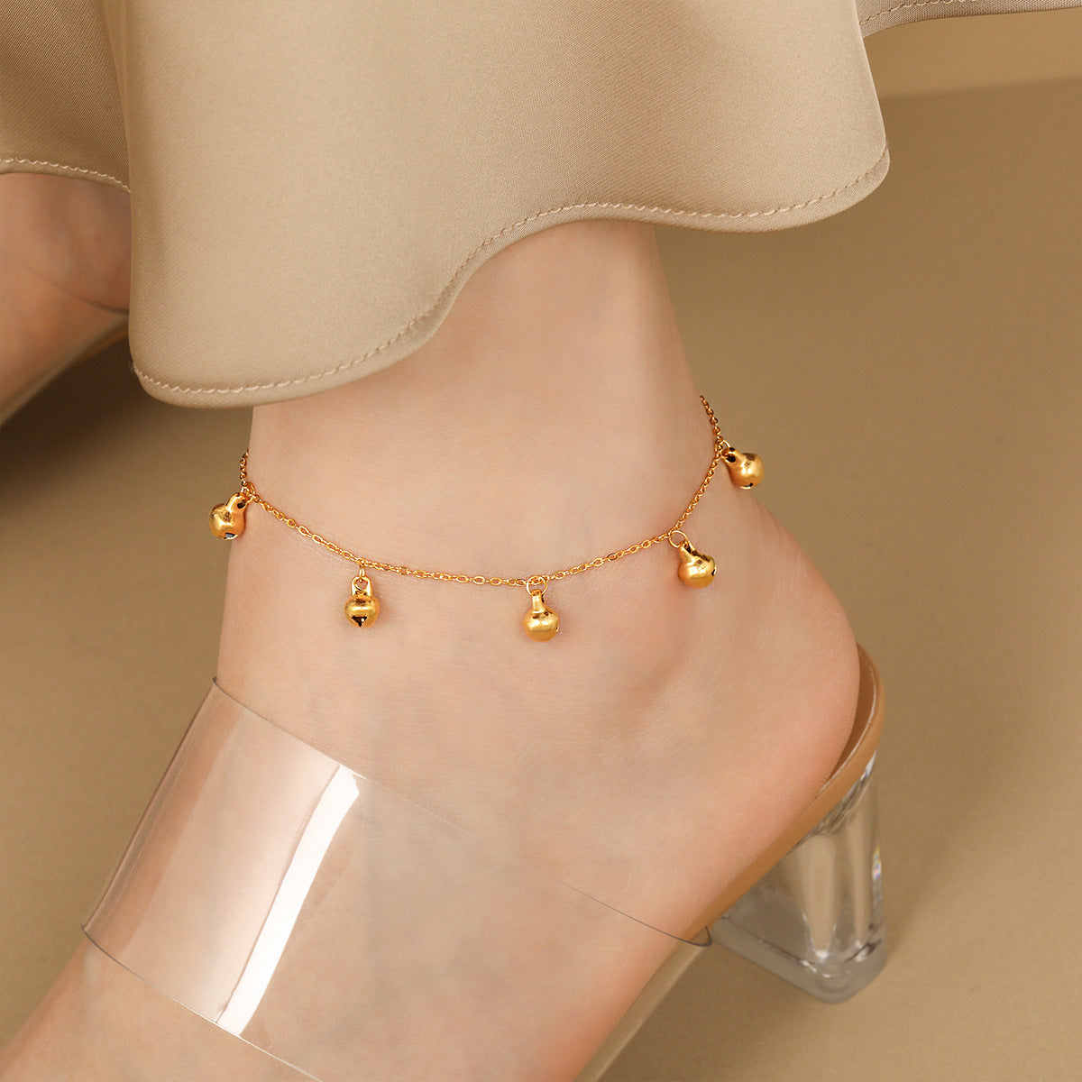 Women's Minority Simple Handmade Bell Unique Gold-plated Titanium Anklets