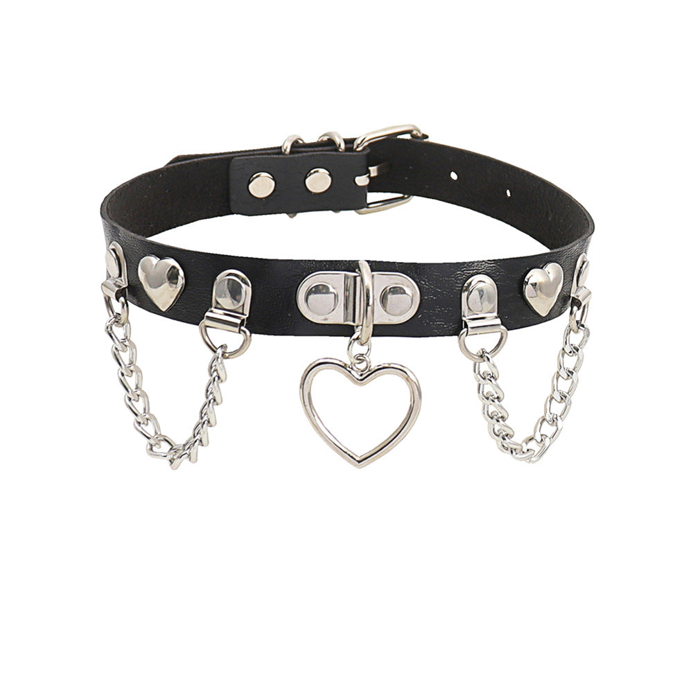 Punk Chain Tassel Love Leather Dark Nightclub Rock Sweet Collar