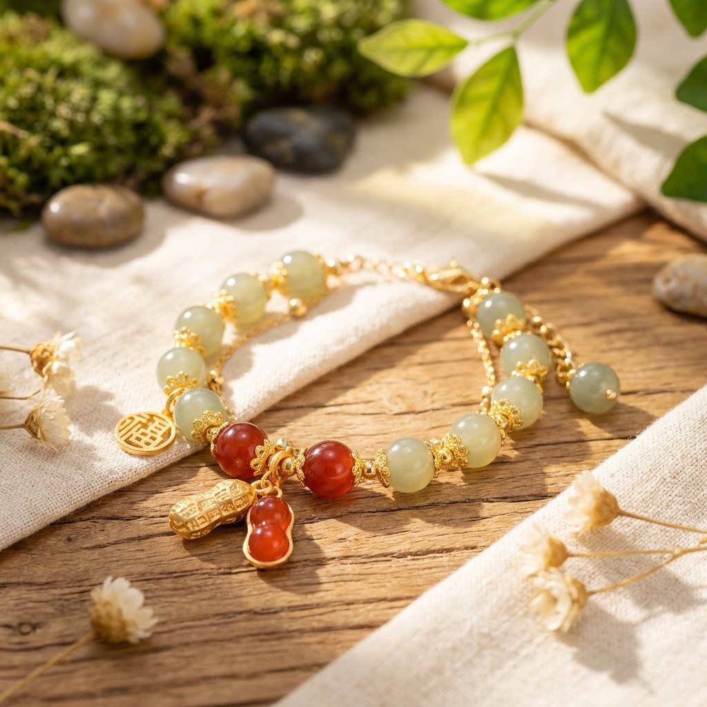 Happen Double Chain Layer Twin Imitation Natural Red Agate Bracelets