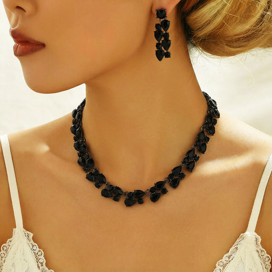 Women's Bridal Party Wedding Dress Full Diamond Jewelry Set