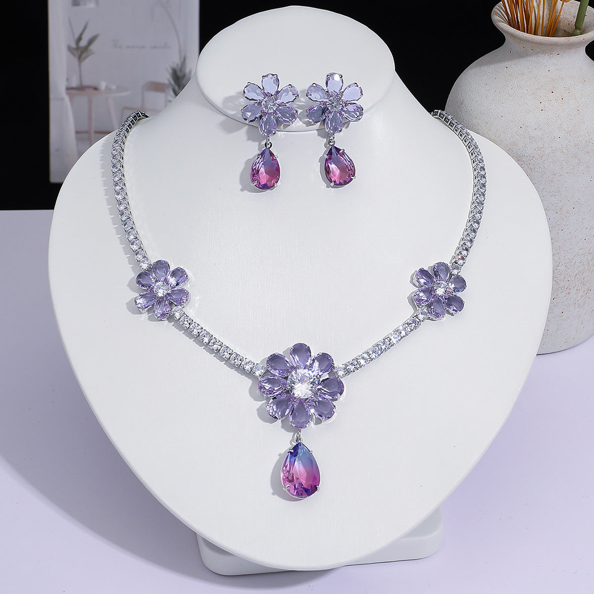 Full Diamond Drop-shaped Temperament The Dinner Party Jewelry Set