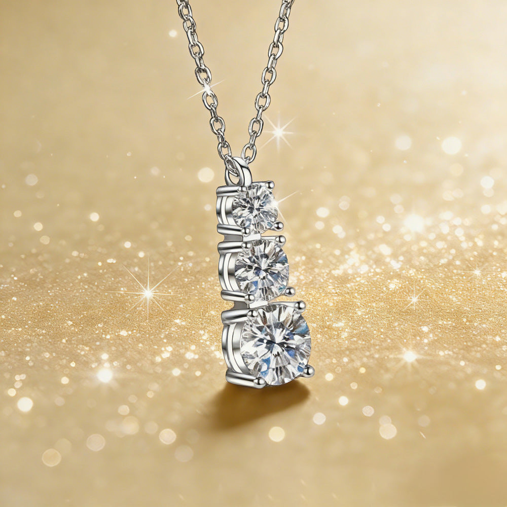 Women's Three-life Stone Zircon Inlaid Fashion Geometric Necklace