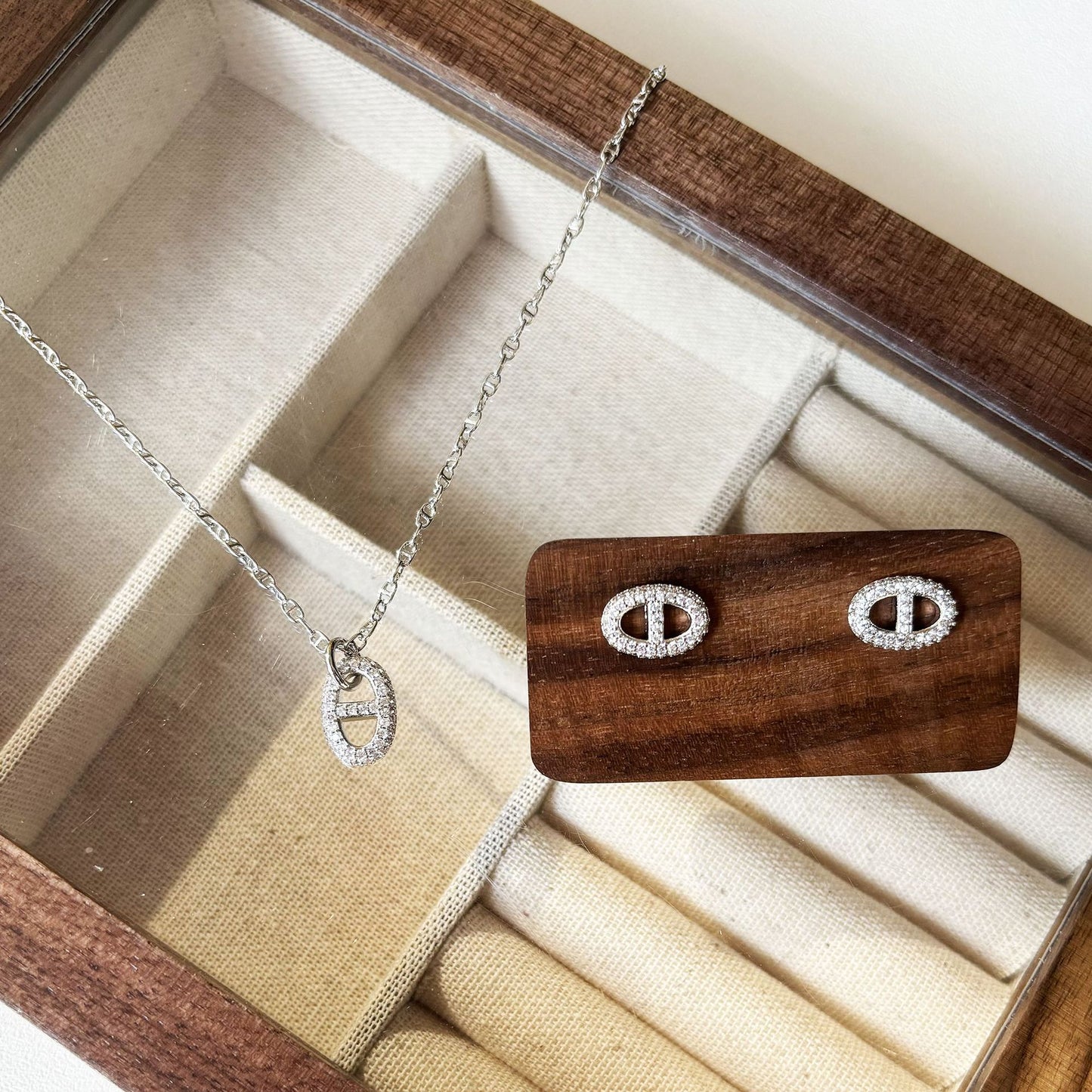 Women's Nose Full Diamond Fashion Simple Clavicle Chain Earrings