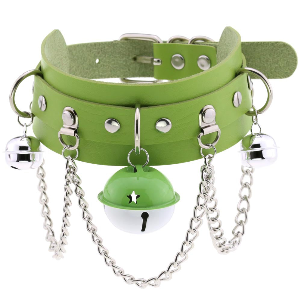 Fan Punk Leather Chain Color Two-tone Collar