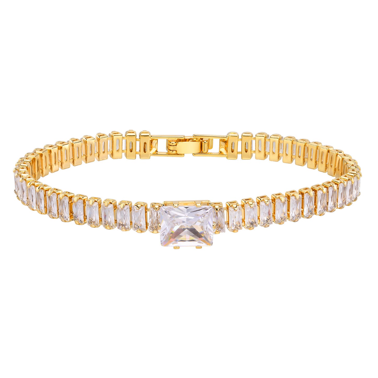 Women's Diamond Copper Square Zircon Golden Snake Bracelets