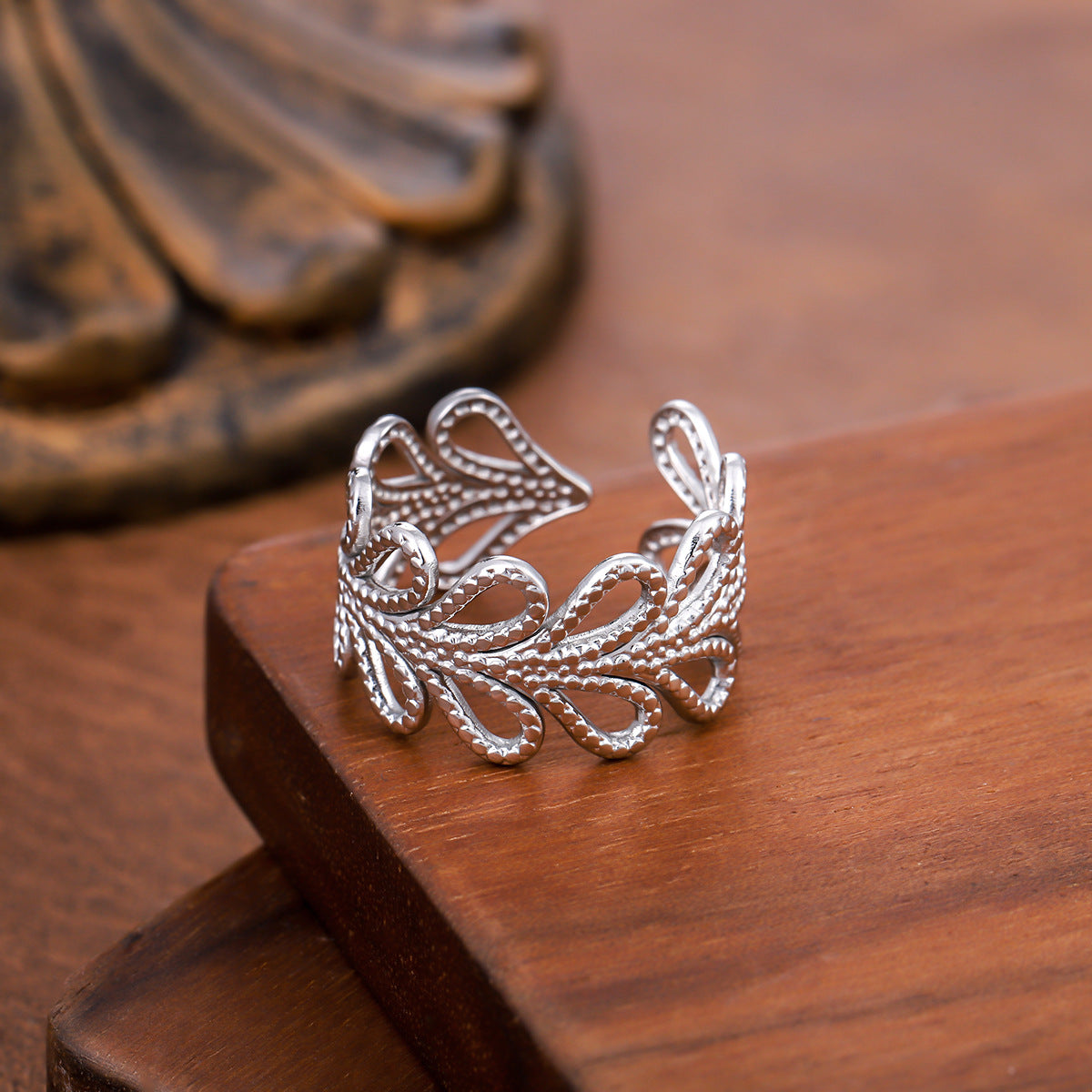 Steel Line Flower Cross Geometric Simple Female Personality Rings