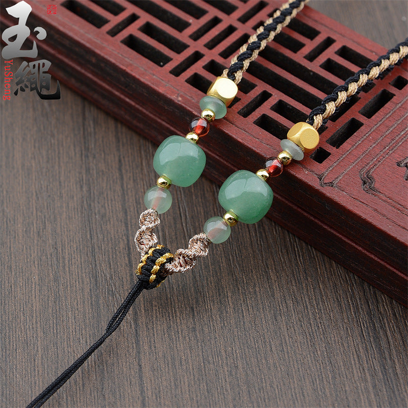 Comfortable Rope Emerald Jade Hand-woven Aventurine Necklaces