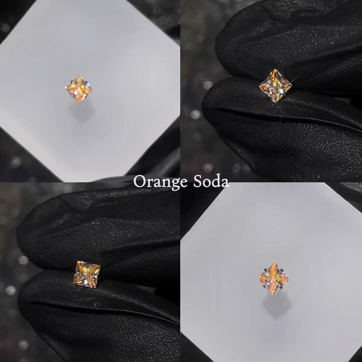 Women's Orange Square Titanium Alloy Internal Spiral Ear Stud Earrings
