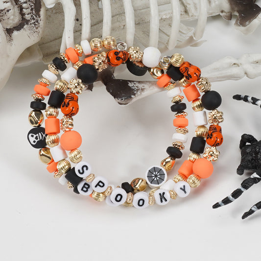 Halloween Polymer Clay Letter Beaded Party Bracelets