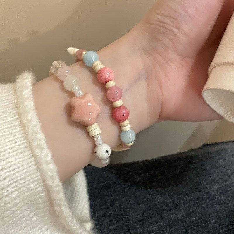 Women's Macaron Color Ceramic Beaded Niche Girlfriends Dopamine Bracelets