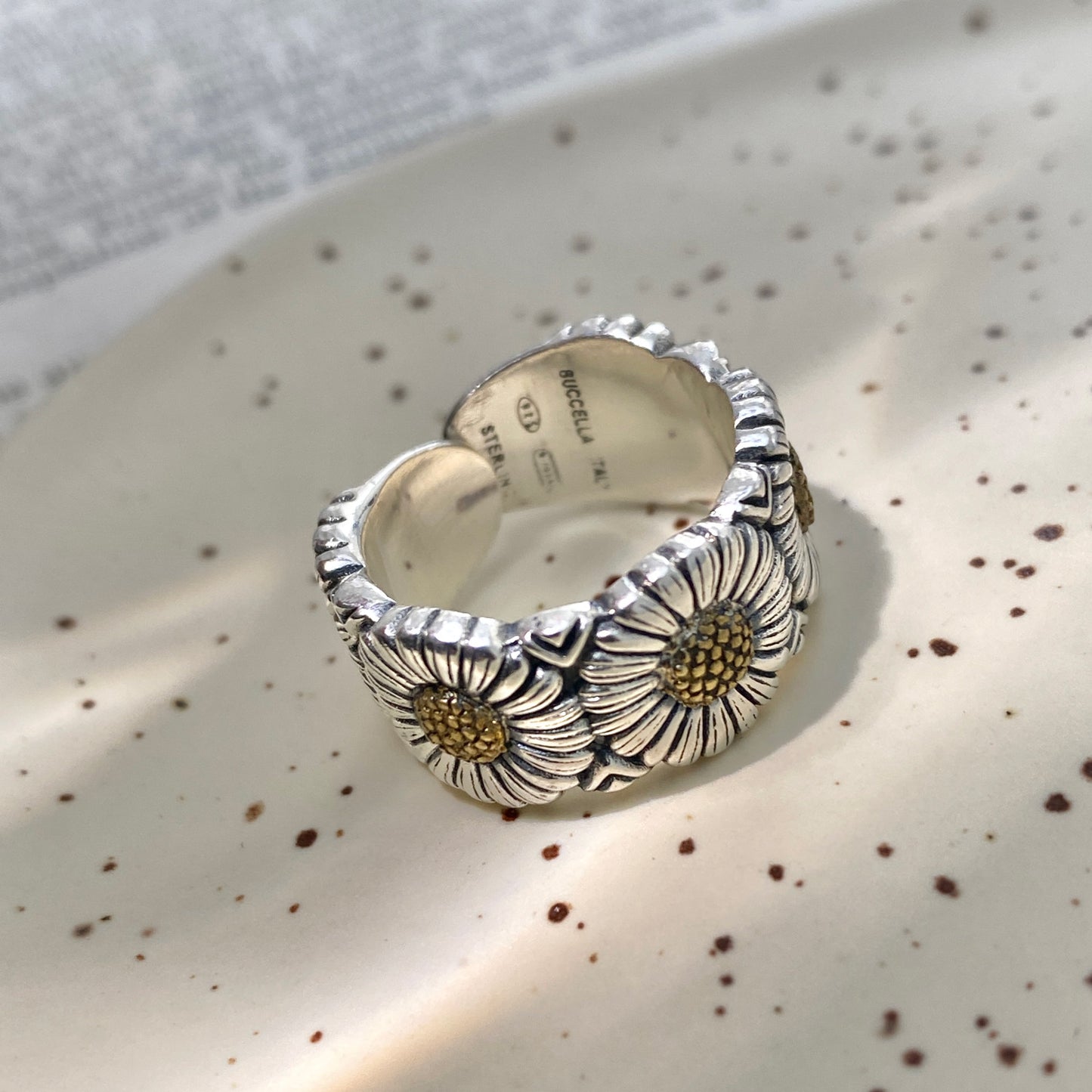 Women's Daisy Retro Fashion Sier Geometric Grid Rings