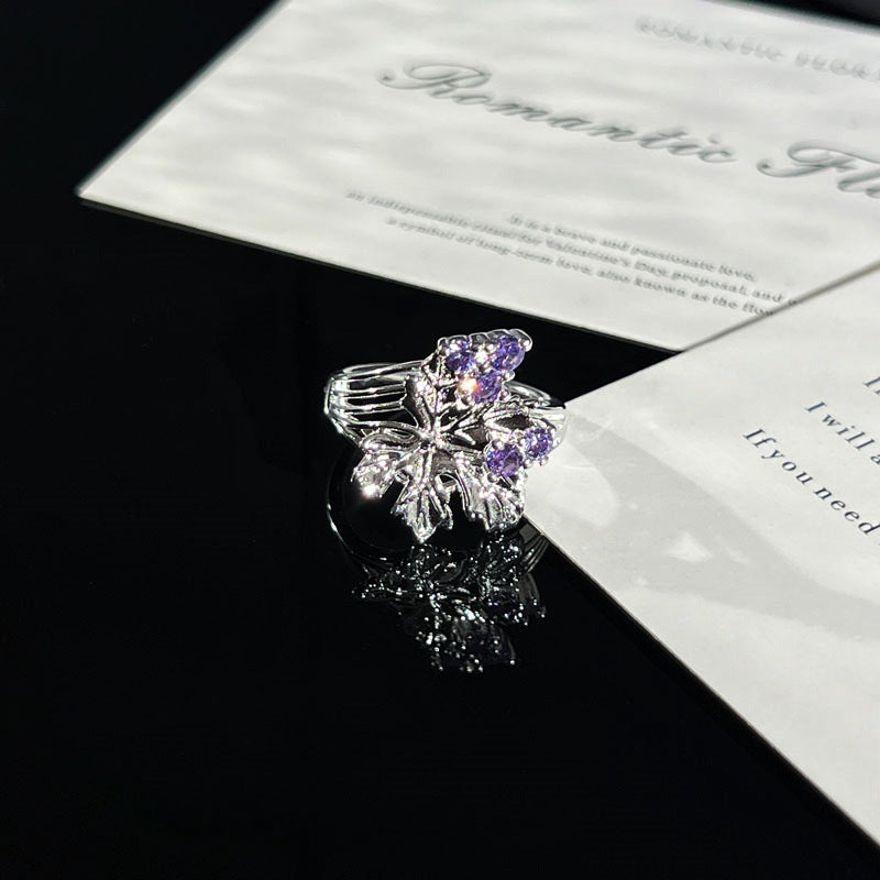 Purple Romantic Fantasy Diamond Sweet Female Niche Butterfly Ring