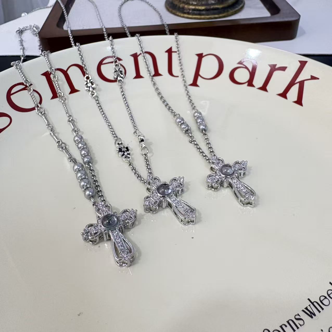 Women's Inlaid Zircon Cross Light Luxury High-grade Gothic Hot Long Sweater Necklace
