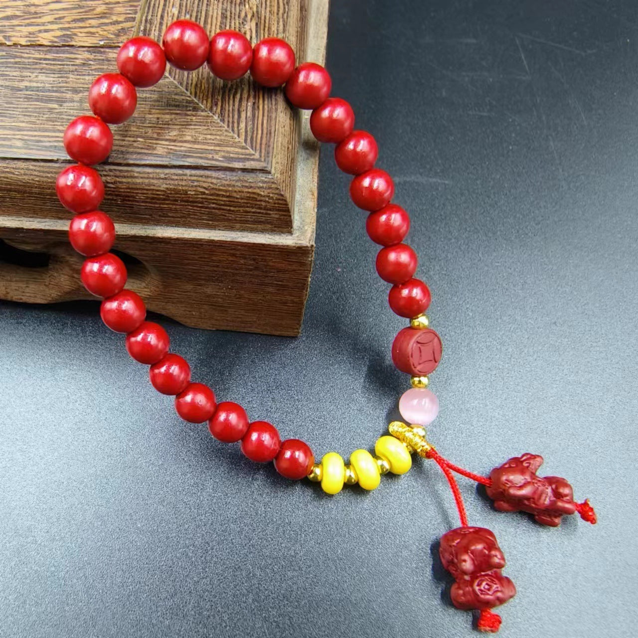 Women's & Men's Cinnabar Purple Gold Sand Single Circle Simple Buddha Beads Light Bracelet