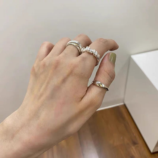 Style Knotted Curved Sier Personality Simple Rings