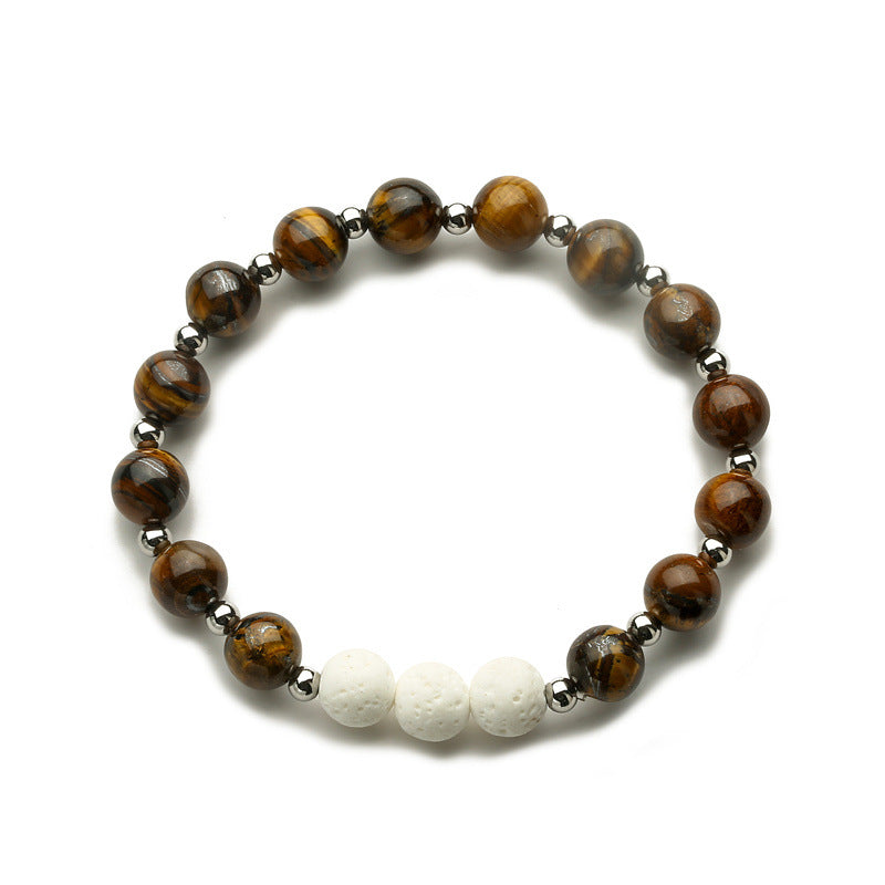 Women's & Men's Volcanic Rock Couple Beaded Elastic String Bracelet