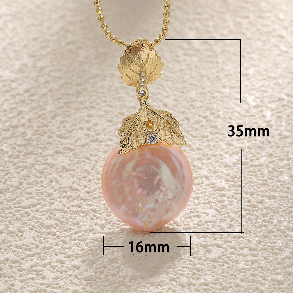 Baroque Pearl Real Gold Plating Leaves Irregular Necklace
