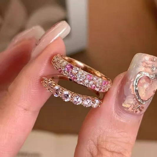 Pink Diamond Open Light Luxury High-grade Index Finger Ring
