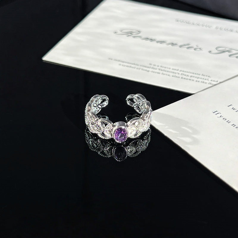 Purple Romantic Fantasy Diamond Sweet Female Niche Butterfly Ring