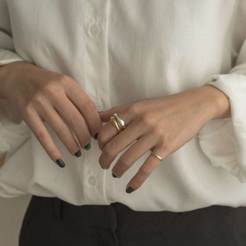 Women's Gold Sier Color Retro Fashionable Exaggerated Ring