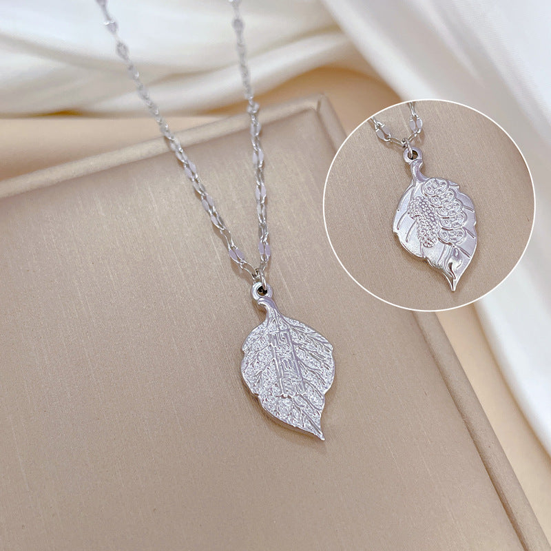 Titanium Steel One Leaf Rich Simple Necklaces