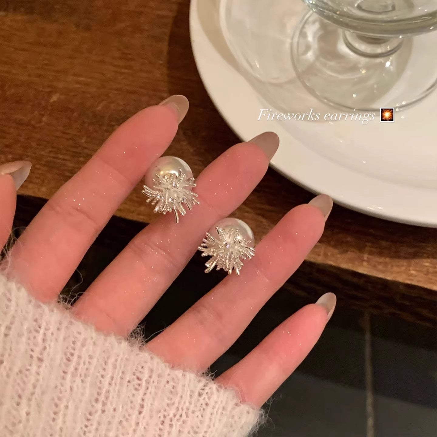 Light Luxury Imitation Pearl Flower Fireworks Fashion Minimalism Niche High-grade Rings