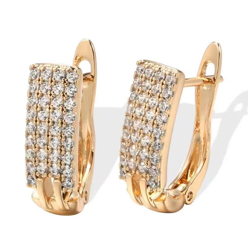 Elegant Zircon Female Rose Gold Geometric Rings