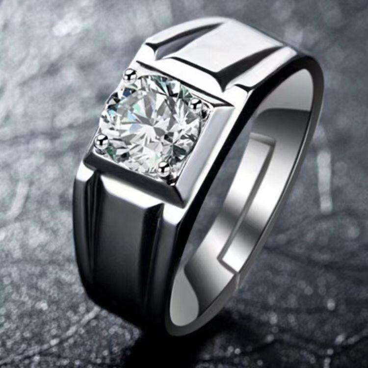 Men's Source Moissanite Open Mouth Man's Domineering Opening Adjustable Ring