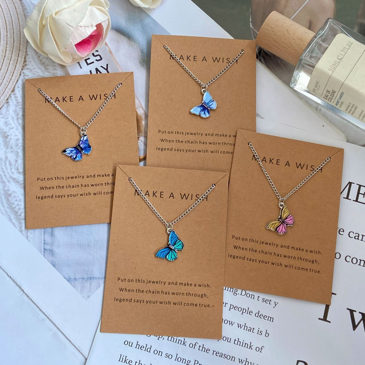 Bohemian Alloy Multicolor Butterfly Stainless Steel Necklaces