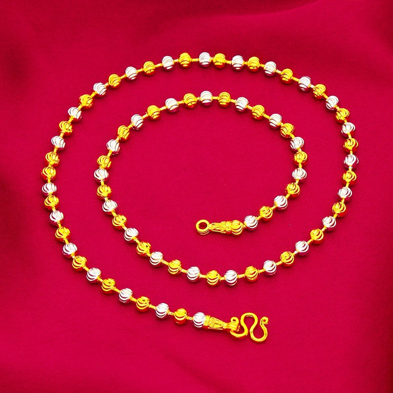 Watermelon Color Double Gold Sier Beads Chain Jewellery Necklace