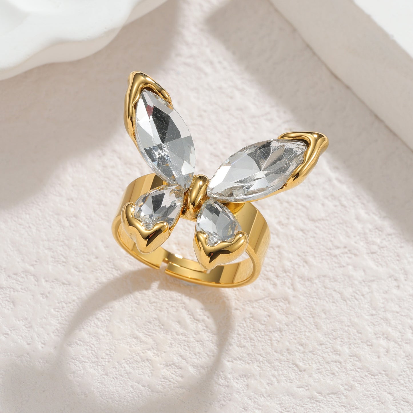 Women's Luxury Zircon Butterfly Gold Fashion Elegant Stainless Steel Jewelry Set