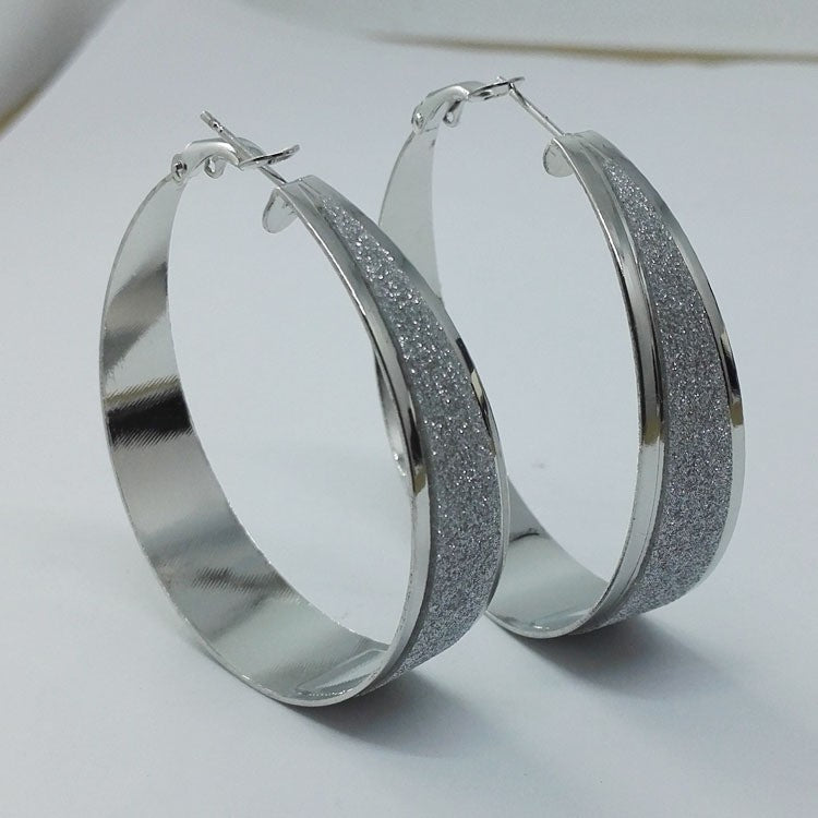Popular Circle Frosted Trendy Rock Nightclub Earrings