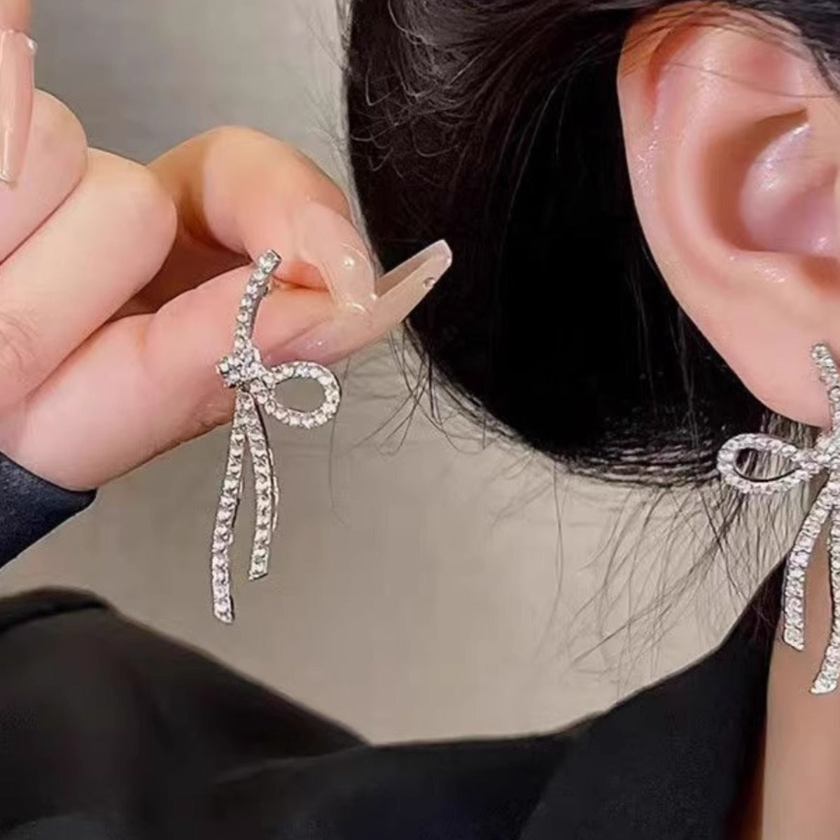 Sier Bow Ribbon Design Light Luxury Rings