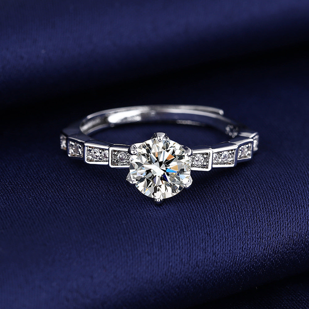 Live Sier Plated Female Moissanite Snake Diamond Fashion Ring