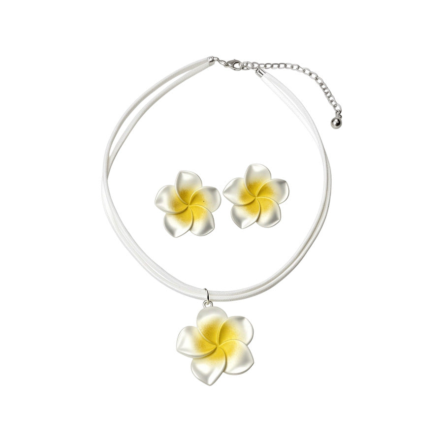 Needle Dopamine Flower Fresh Sweet Design Versatile Vacation Style Jewelry Set
