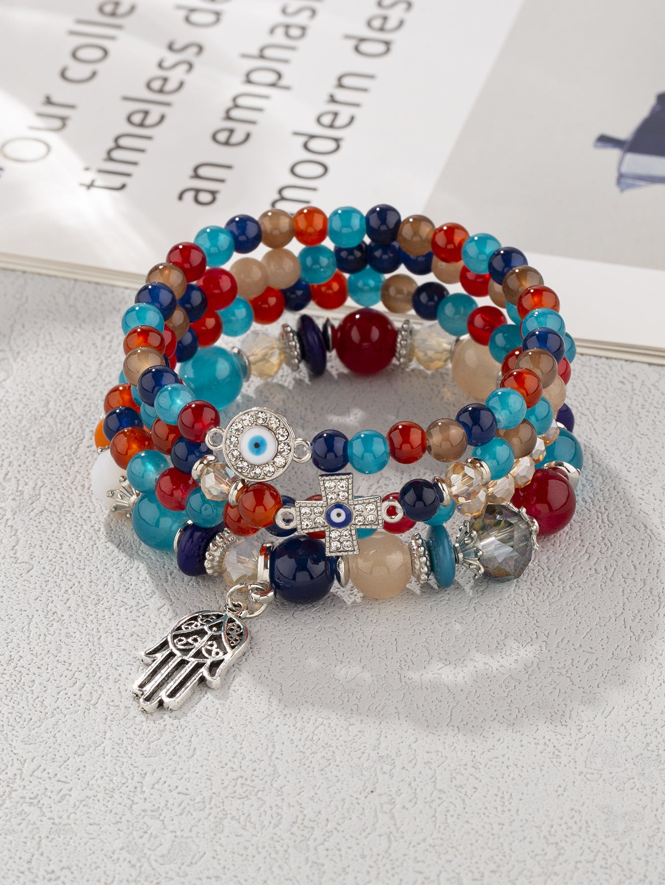 Cross Eye Palm Beads String Fashion Bracelets