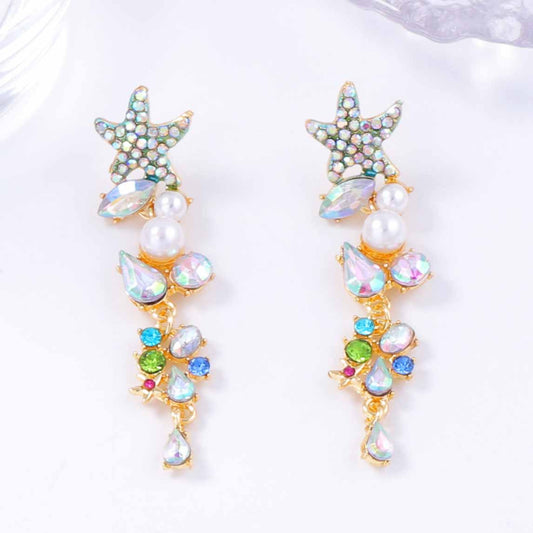 High-key Dignified Starfish Long Alloy Connection Earrings