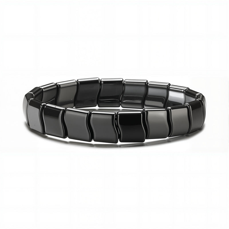 Men's Haematite Elastic String Retro Personalized Beaded Bracelets