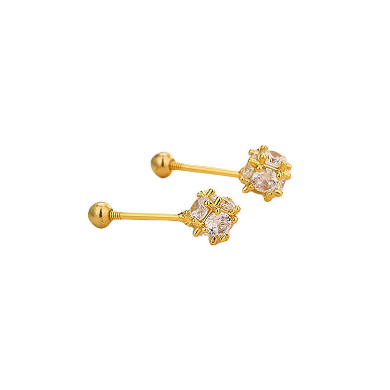 National Fashion Red Zircon Magic Cube Geometric Squares Ear Bone Rings