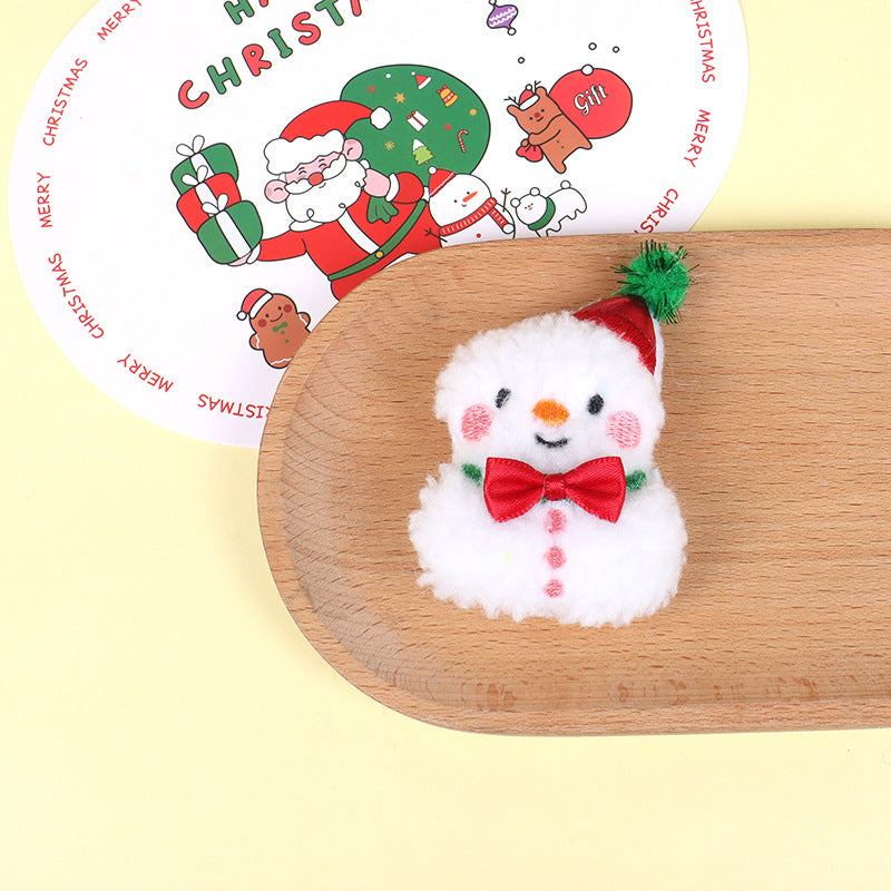 Christmas Brooch Plush Doll Santa Claus Snowman Elk Cartoon Jewelry Accessories