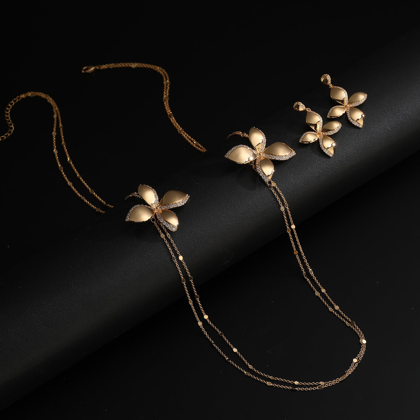 Women's Flower Light Luxury High-grade Sweater Chain Zircon Earrings
