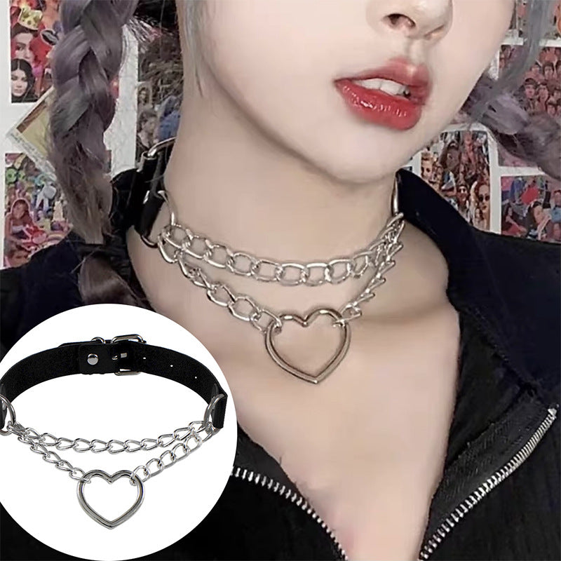 Heart Choker Leather Shaped Chain Clavicle Pendants